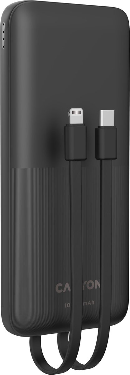 Canyon PB-1010 Power Bank - 10000mAh - Ingebouwde USB-C en voor Apple Lightning kabel inbegrepen - PD 22.5W QC 3.0 - Zwart
