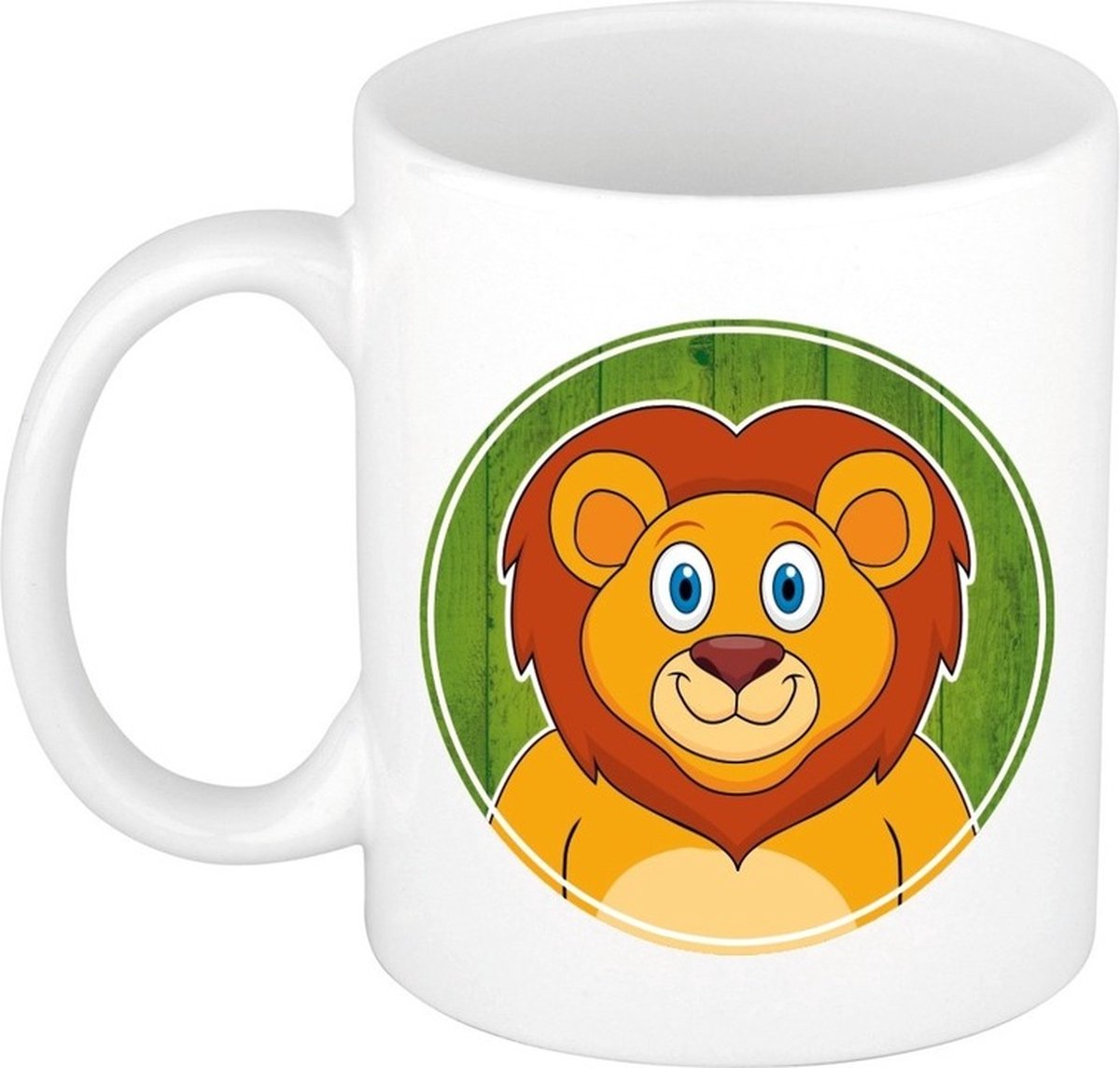 Leeuw mok - wit - keramiek - 300 ml - kinder beker leeuw