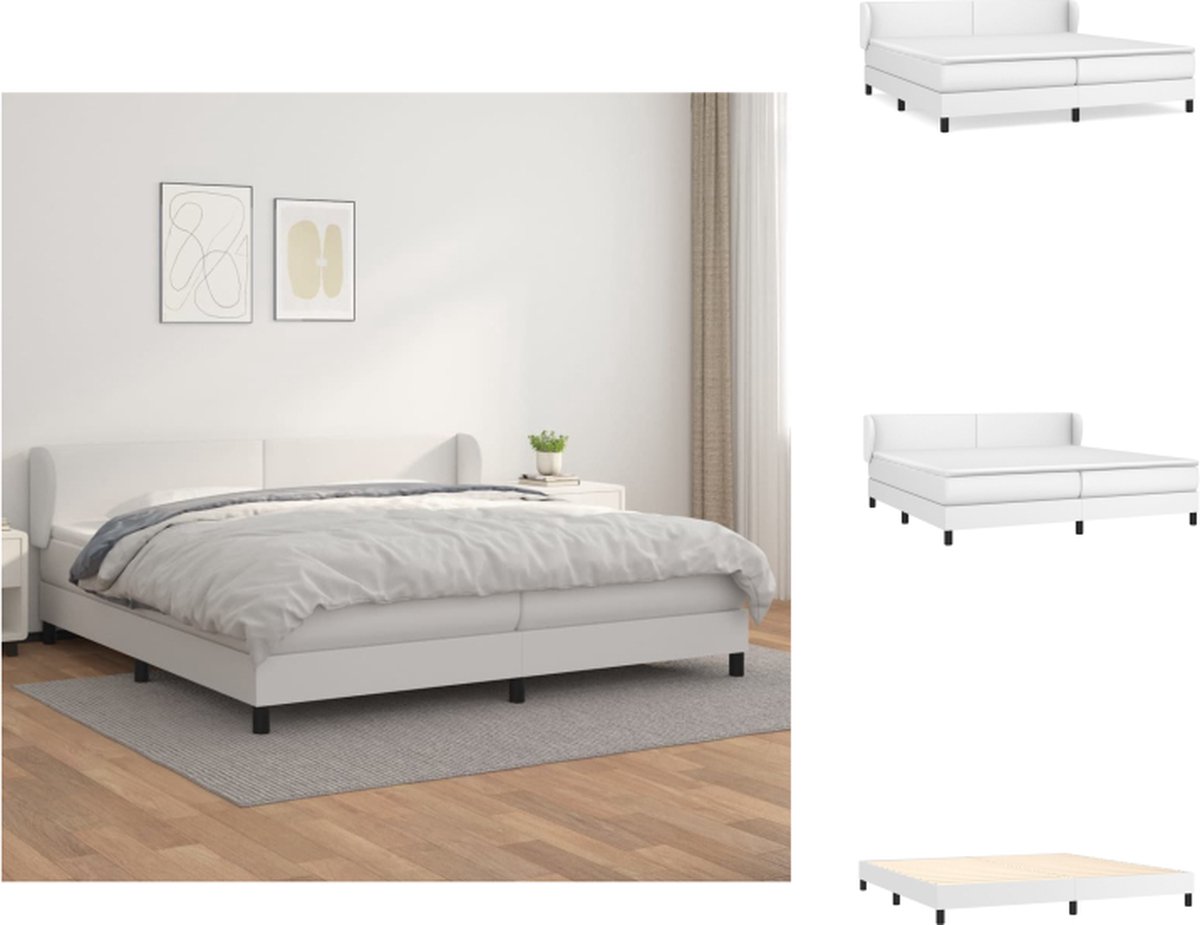 VidaXL Boxspringbed Classic Kunstleren Bed Dubbel 203x203x78 88cm Hoofdbord Pocketvering Matras Middelharde Ondersteuning Huidvriendelijk Topmatras Bed