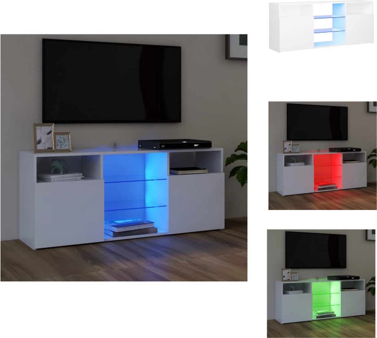 vidaXL Meuble TV mural avec lumière LED Chêne sonoma et blanc