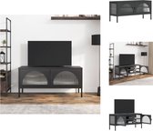 vidaXL TV-meubel - Elegant en praktisch - 105 x 35 x 50 cm - Gepoedercoat staal en glas met geribbeld reliëf - Kast