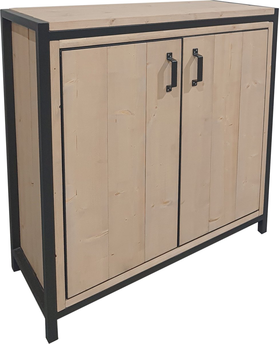 Industriële kast "Chester" - 100 x 40 x 110 cm - Hout en Staal - Handgemaakt