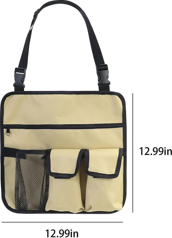 1 stuk(Khaki)Stoel Armleuning Organisator - Waterdicht - Strandstoel - Hangend Opbergtasje - Snacktas met 4 Zakken - voor Outdoor Opvouwbare Campingstoel - Caddy Stoel Armsteun Bekerhouder Schouderzijde Draagtas van LIVILO — afbeelding 5