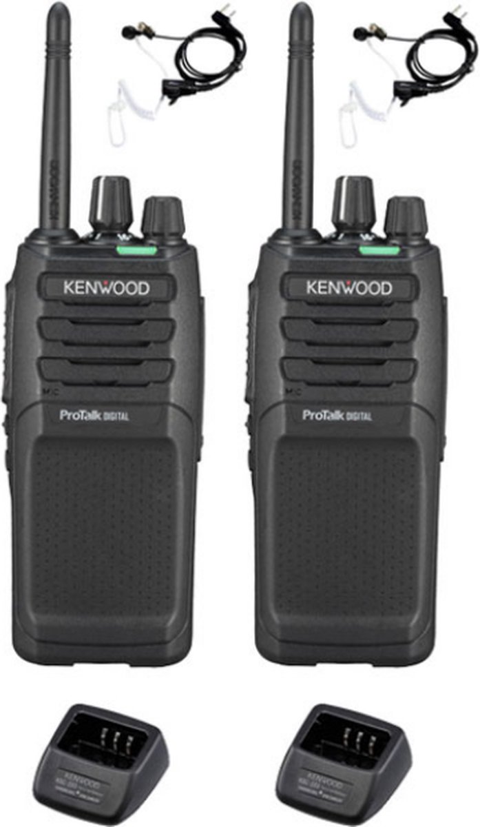 Set van 2 Kenwood TK-3701D met beveiliging oortje en tafellader