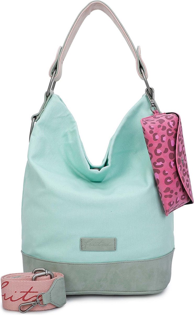 Fritzi aus Preußen Schoudertas Canvas Izzy07 Olga Hobo Bag Lime Mintgroen