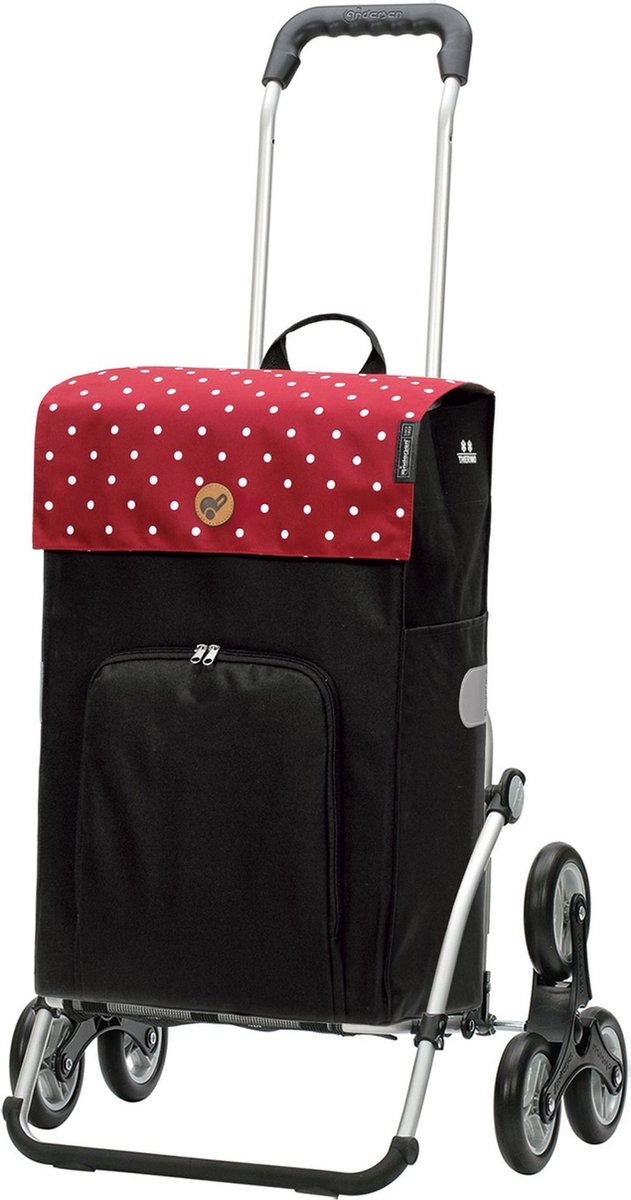 Andersen SHOPPER MANUFAKTUR Boodschappentrolley Treppensteiger Royal Shopper Malit 45L Red Rood 115cm