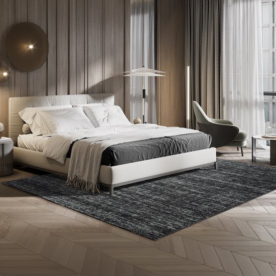 Relax Oslo - Tapis uni à poils ras - Tapis moderne - Zwart- 120x170 CM