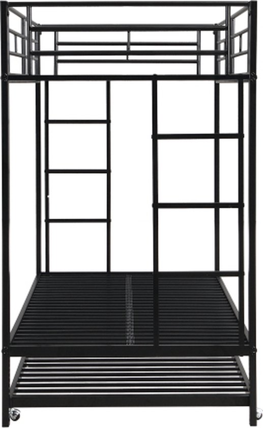 Stapelbed, 90 x 200 cm, ijzeren frame, uitgerust met uittrekbed