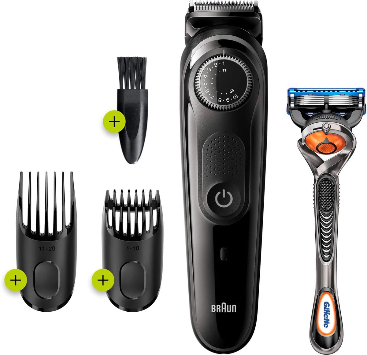 Braun BT3242 - Baardtrimmer - 2 Opzetstukken - 1 Reinigingsborsteltje - 1 Gilette Scheermes - 39 Precisie Standen - Zwart
