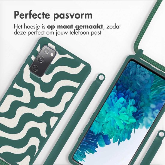 imoshion Étui adapté pour Samsung Galaxy S20 FE Étui avec cordon - imoshion Étui design en Siliconen avec cordon - Multicolore / Vert Petrol Groovy