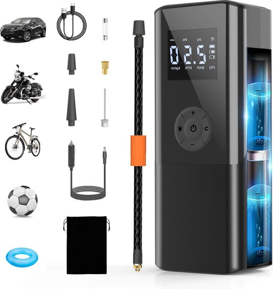 AOKBON Compresseur D'air Portable 150 PSI - Gonfleur Pneus Voiture & Moto Sans Fil