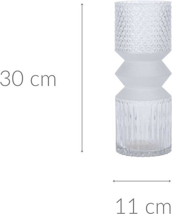 Winter Shore Gouden Vaas voor Kopstukken - 28 cm Doorzichtig Glazen Cylinder met Ijzeren Geometrische Decoratieve Vaashouder - Moderne Vaas voor Pampasgras, Bloemen Arrangement voor Huisdecoratie