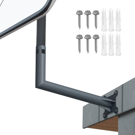 Support Mural Télescopique Pour Antenne Satellite - Longueur Réglable 50-68 Cm, Alliage Alu, Kit Complet De Fixation - 4