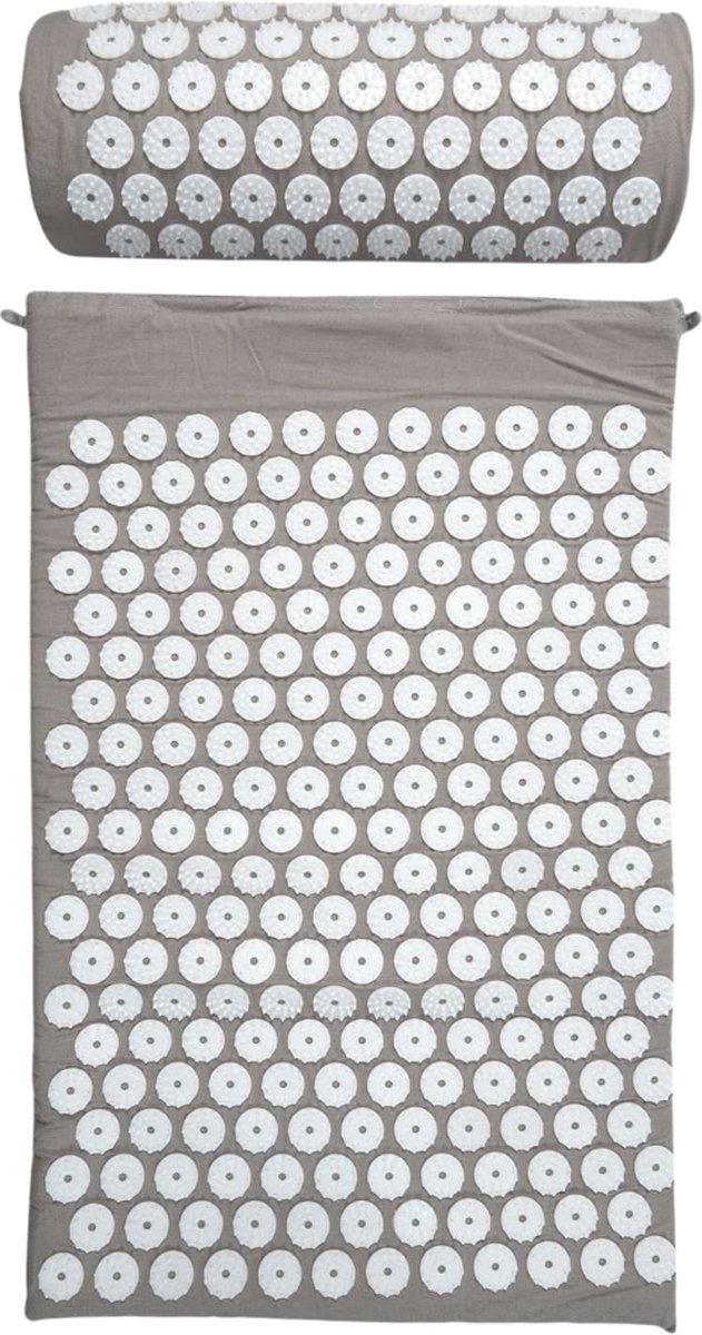 Goedkoopste Marbeaux Spijkermat - met Kussen - Shakti Mat - Grijs - 40x64cm - Acupressuur Mat