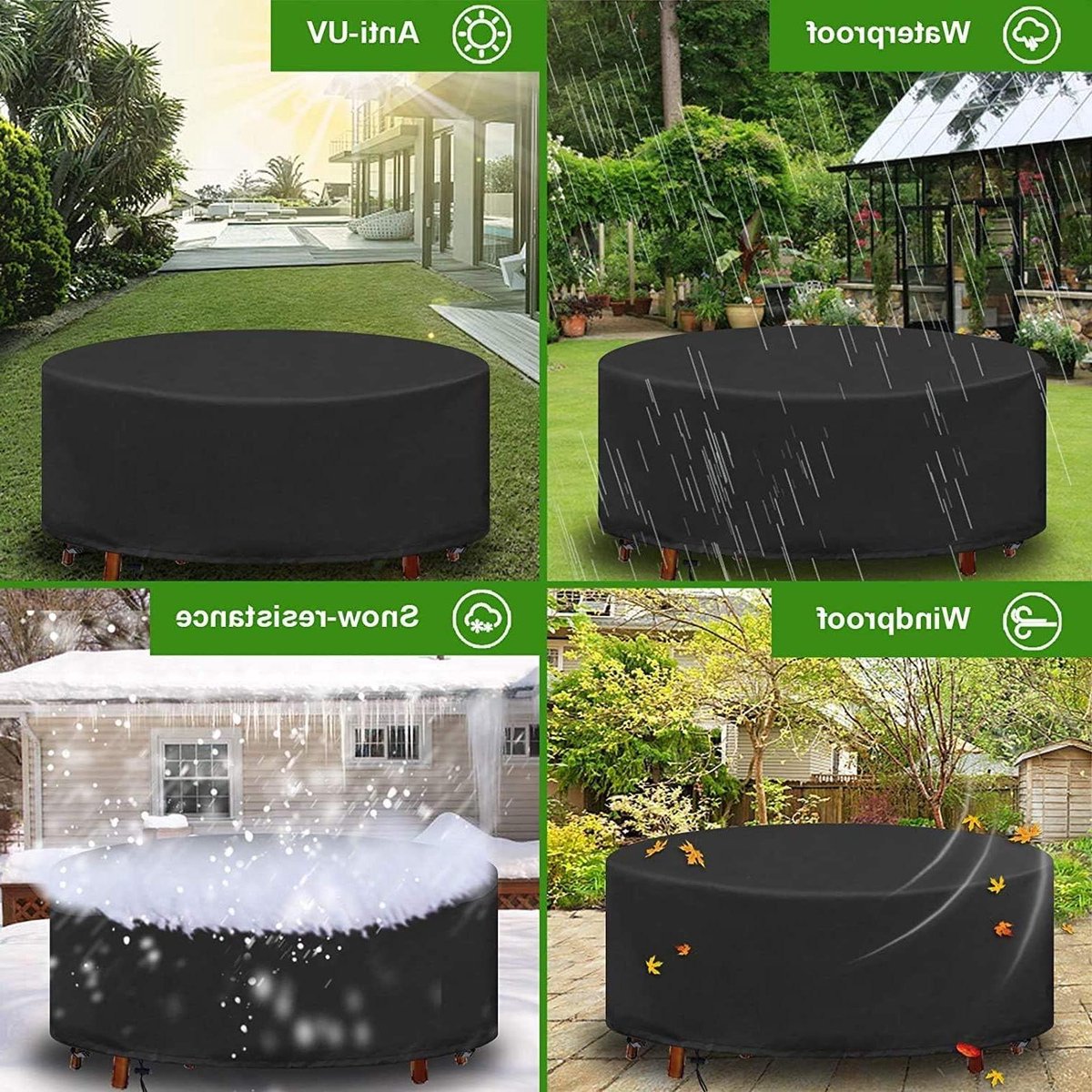 Waterdichte beschermhoes voor ronde zitsets en tuintafels - Ø190x80cm.