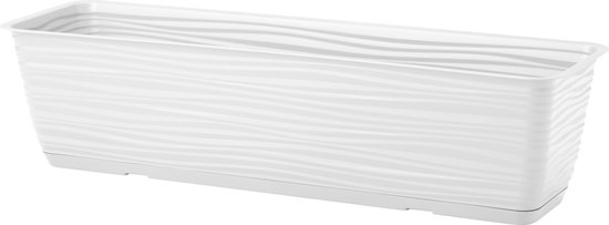 Form Plastic Planter Balustrade - plastique - blanc ivoire - L60 x W17 x H14 cm - avec soucoupe de collecte - rectangle - jardinières de balcon - jardinières