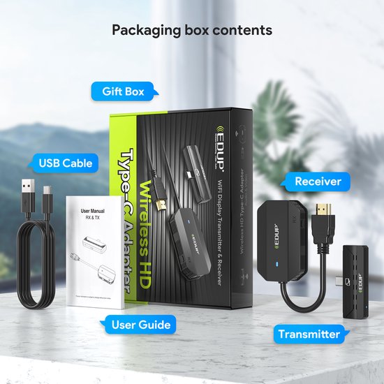 Edup Kablosuz HDMI Kiti 1080p 60hZ Video Ses Görüntü Aktarımı EH-WD9905C
