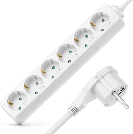 Meister Stekkerdoos 6 Plus 1, 2 M 3 1, Wit