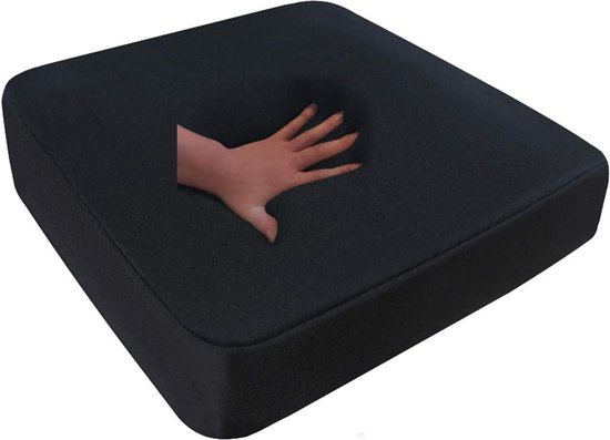 Gel-schuim Zitkussen – 40x40x10 Cm, Zwart, RG85 Dichtheid. Voor Rolstoel, Auto, Bureau- Of Vrachtwagenstoel. Afneembare Hoes, Wasbaar Tot 40°C. Made In Germany.