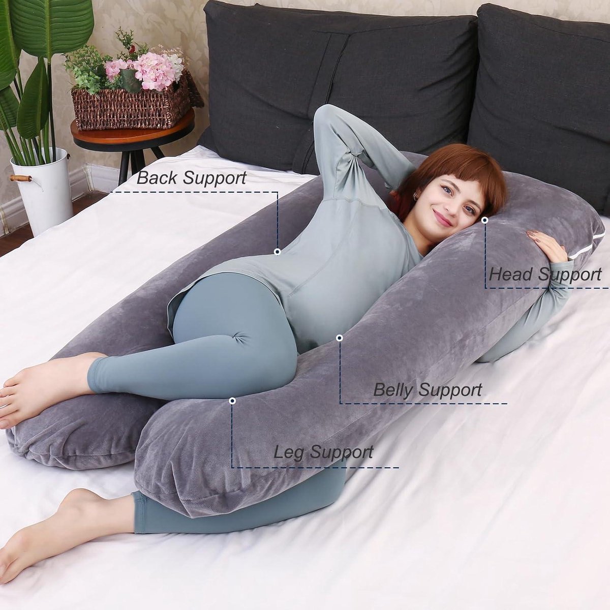 Oreiller De Grossesse Ergonomique - Coussin Maternité Soutien Dos Ventre Hanches - Amovible