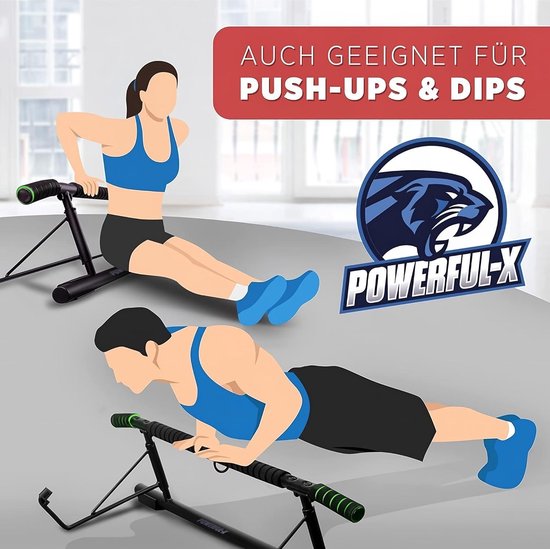 Het Origineel - Optrekstang Deurkozijn Met Dip Station - Belastbaar Tot 200 Kg Veilige Pull Up Bar 20 Cm Hoger In Het Frame Dips Push Ups