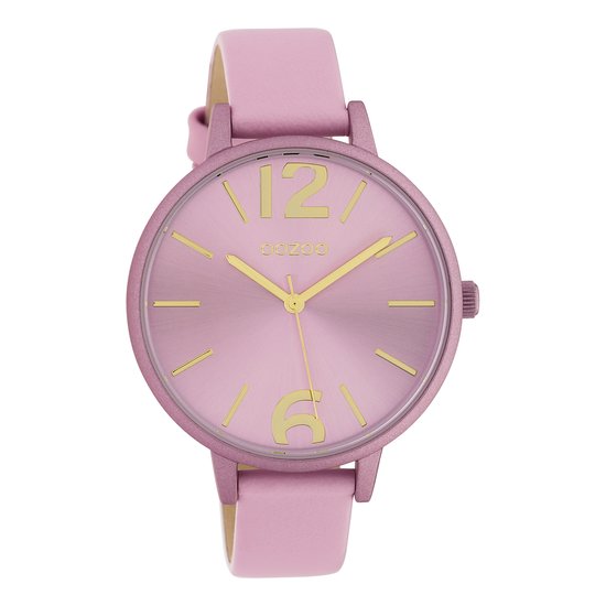 OOZOO Timepieces - Zacht roze horloge met zacht roze leren band - C10441