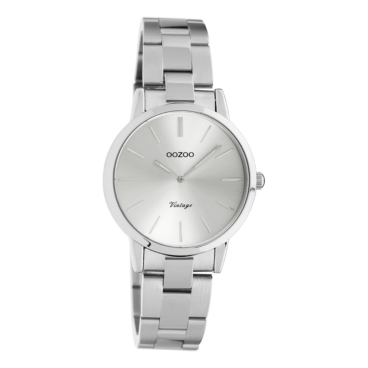 OOZOO Timepieces - Zilverkleurige horloge met zilverkleurige roestvrijstalen armband - C20110