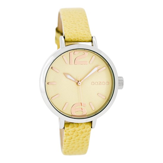 OOZOO Timepieces - Zilverkleurige horloge met zand leren band - JR270