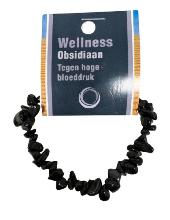 Obsidiaan zwart splitarmband + kaart