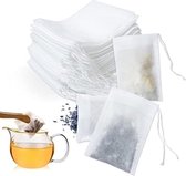 Wegwerptheefilter, 400 stuks, wegwerppapier, met trekkoord, wegwerptheezakjes, theefilter voor thee, losse specerijen (7 cm x 9 cm)