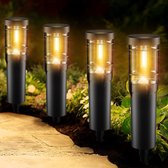 Solar Lights for Garden 4 Pcs Path Lights 900mAh with Warm LED Lights IP65 Waterproof Auto on/off for Outdoor Lawn Courtyard Decoration Driveway