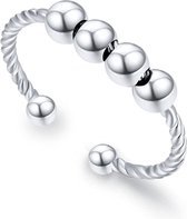 Verstelbare open ring dames - 925 zilver - Fidget Anxiety Beads Ring - Antistress angst sieraden - Maat 8#