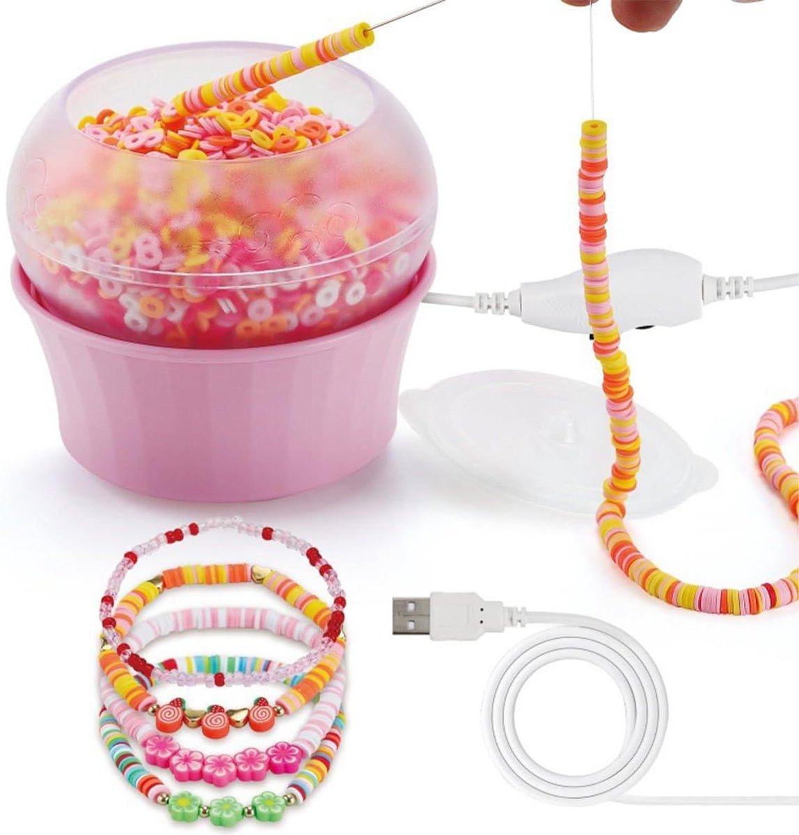 JK24 Bead Spinner Kralen spinner Bead spinner elektrisch Kralen spinner elektrisch Beading Bowl Kit Kralennaalden Draad Naald Sieraden Maken Elektrisch