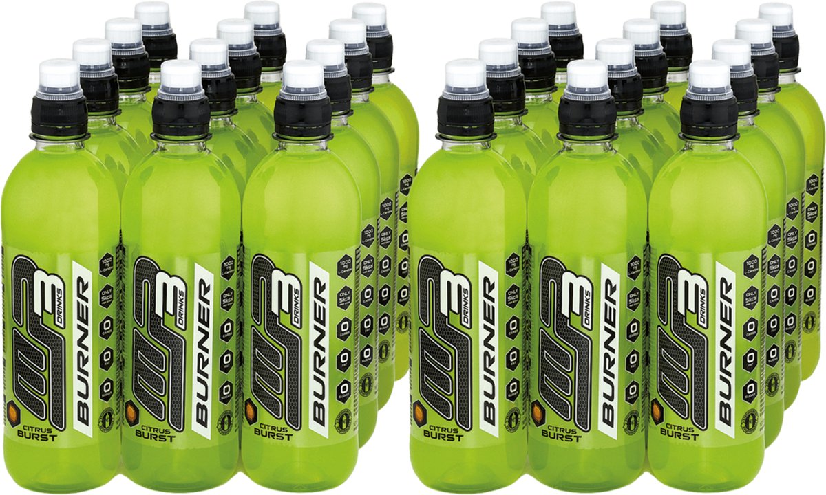 Goedkoopste Burner (Citrus Burst - 24 x 500 ml) - MP3 - Carnitine drink - Sportdrank - 12 liter - Voordeelverpakking