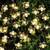 6.5m Warme witte waterdichte zonne-led bloemlichtslingers voor tuindecoraties - Buitenverlichting met zonne-energie voor binnen en buiten