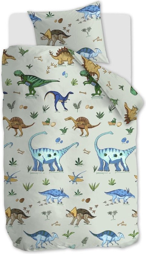 Beddinghouse Kids Happy Dinos dekbedovertrek - Eenpersoons - 140x200 - Groen