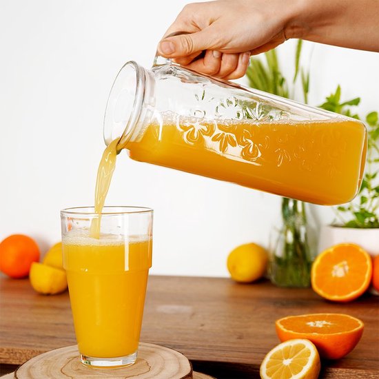 Melkkan En Ijstheekan Glazen Kan 1,2 Liter – Borosilicaatglas, Met Deksel, Voor Warme En Koude Dranken, Melk, Ijsthee Of Sap Borosilicaatglas Waterkan Met Deksel