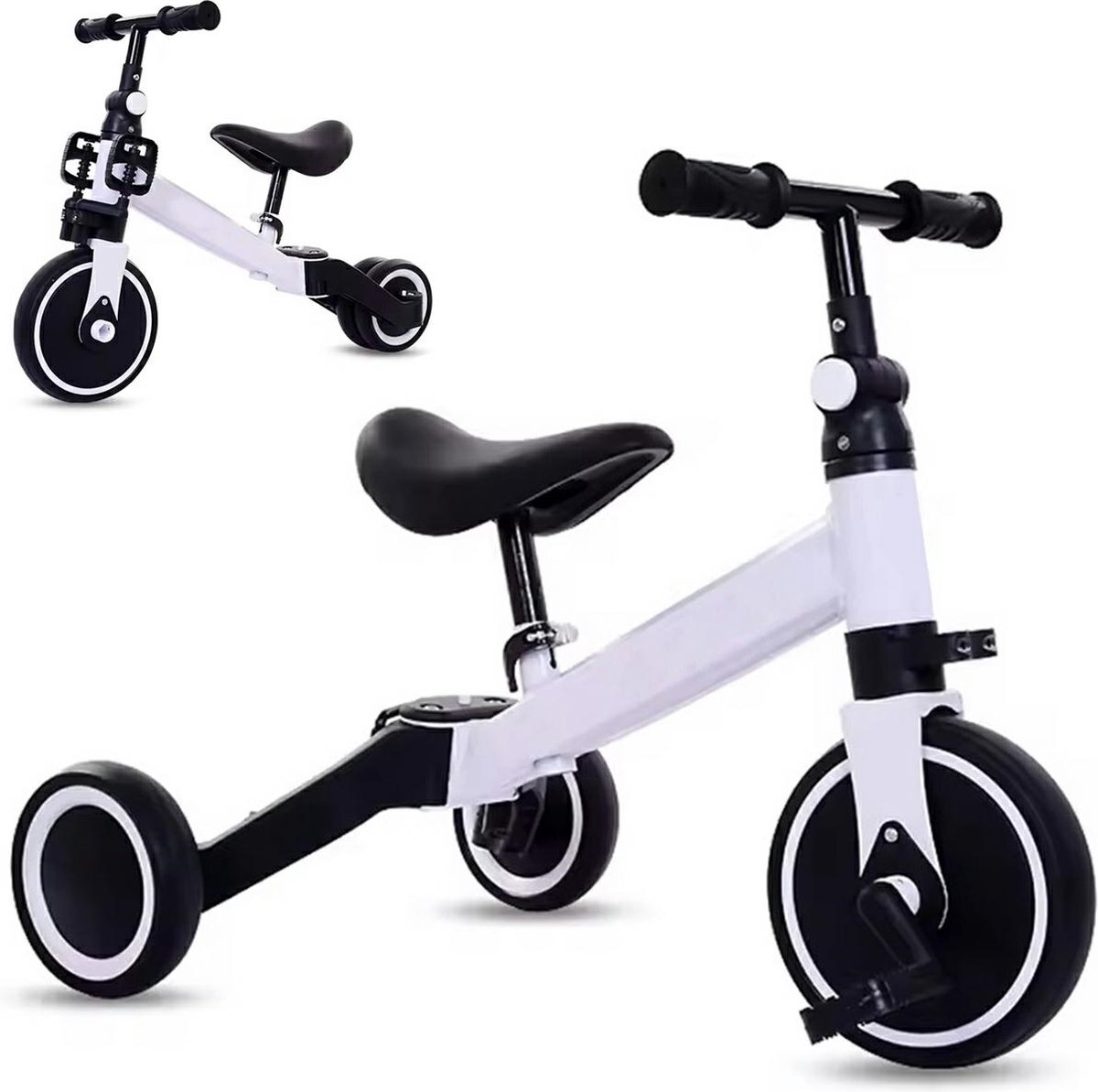 Driewieler 3 in 1 - Loopfiets - 1 jaar tot 4 jaar - Speelgoed - Wit