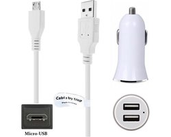 OneOne 2.1A Auto oplader met twee poorten + 1,8m Micro USB kabel. Autolader adapter past op Samsung Galaxy telefoons S1, S2, S3, S3 Mini, S4, S4 Mini, S5 Mini, S5, S6, S6 Edge, S7, S7 Edge, A7 (A710 uit 2016 / A750 uit 2018)