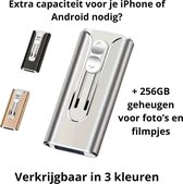 USB Stick voor iPhone & Android telefoon - USB 3.0 4in1 - USB C - 256GB - Mini USB - Flash Drive - Telefoon Geheugenuitbreiding - Zilver
