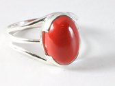 Bague en argent ajourée avec pierre de corail rouge - taille 18,5