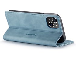 CaseMania Bookcase hoesje geschikt voor Apple iPhone 15 Plus - Effen Aqua - Kunstleer