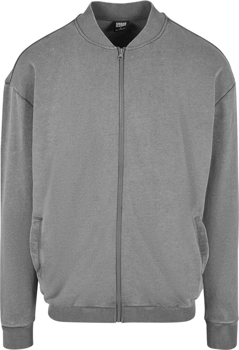 Urban Classics Washed Sweat Bomber darkshadow Sweater/trui met rits L Grijs