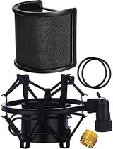 Microfoon Shock Mount met Pop Filter, Mic Anti-Vibratie Suspension Shock Mount Houder Clip voor Diameter 46mm-51mm Microfoon