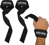Itstrong® Lfiting Straps - Wrist Wraps - Gym Straps - Krachttraining Accessoires - Powerlifting - 2 Stuks - Zwart