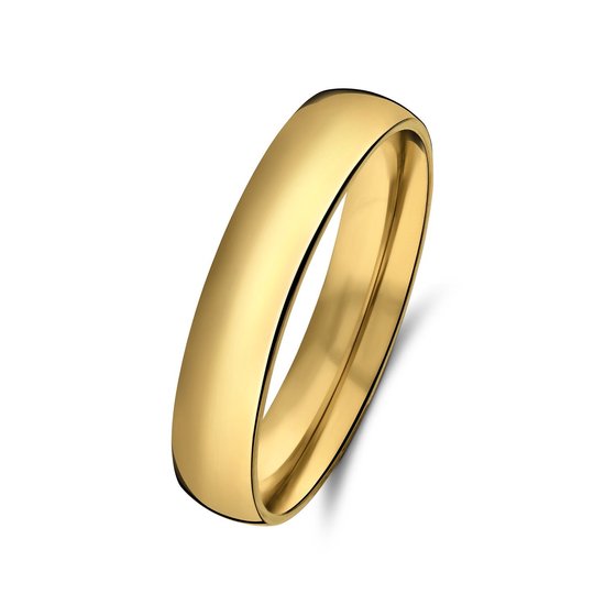 Lucardi Dames Stalen goldplated ring 4mm - Ring - Staal - Goud - 19 / 60 mm