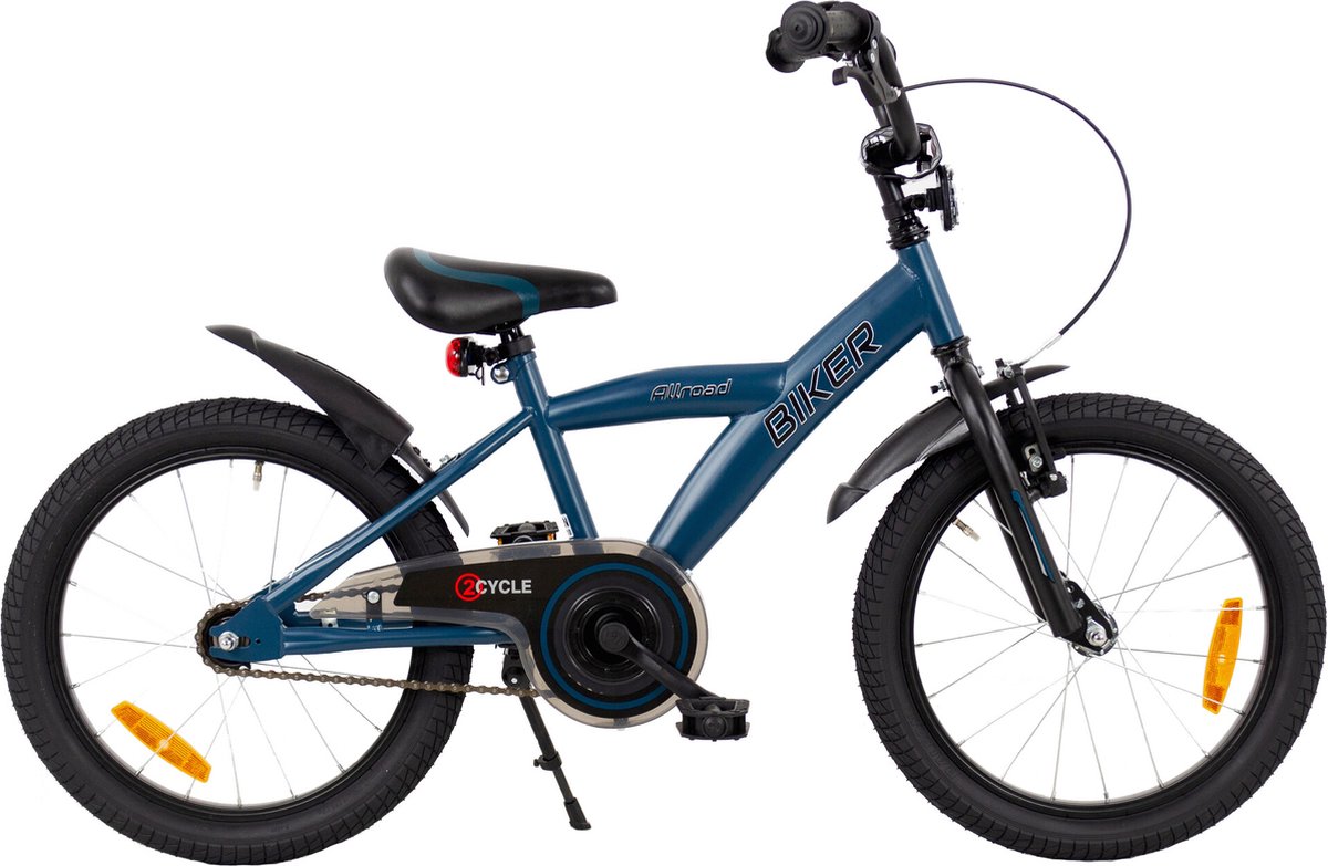 2Cycle Biker Kinderfiets - 18 inch - Blauw - Jongensfiets - 18 inch fiets