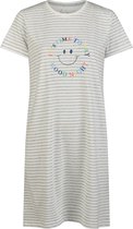 By Louise Dames Nachthemd Korte Mouw Goodnight Wit Gestreept - Maat XXL | Big shirt | Slaaphemd