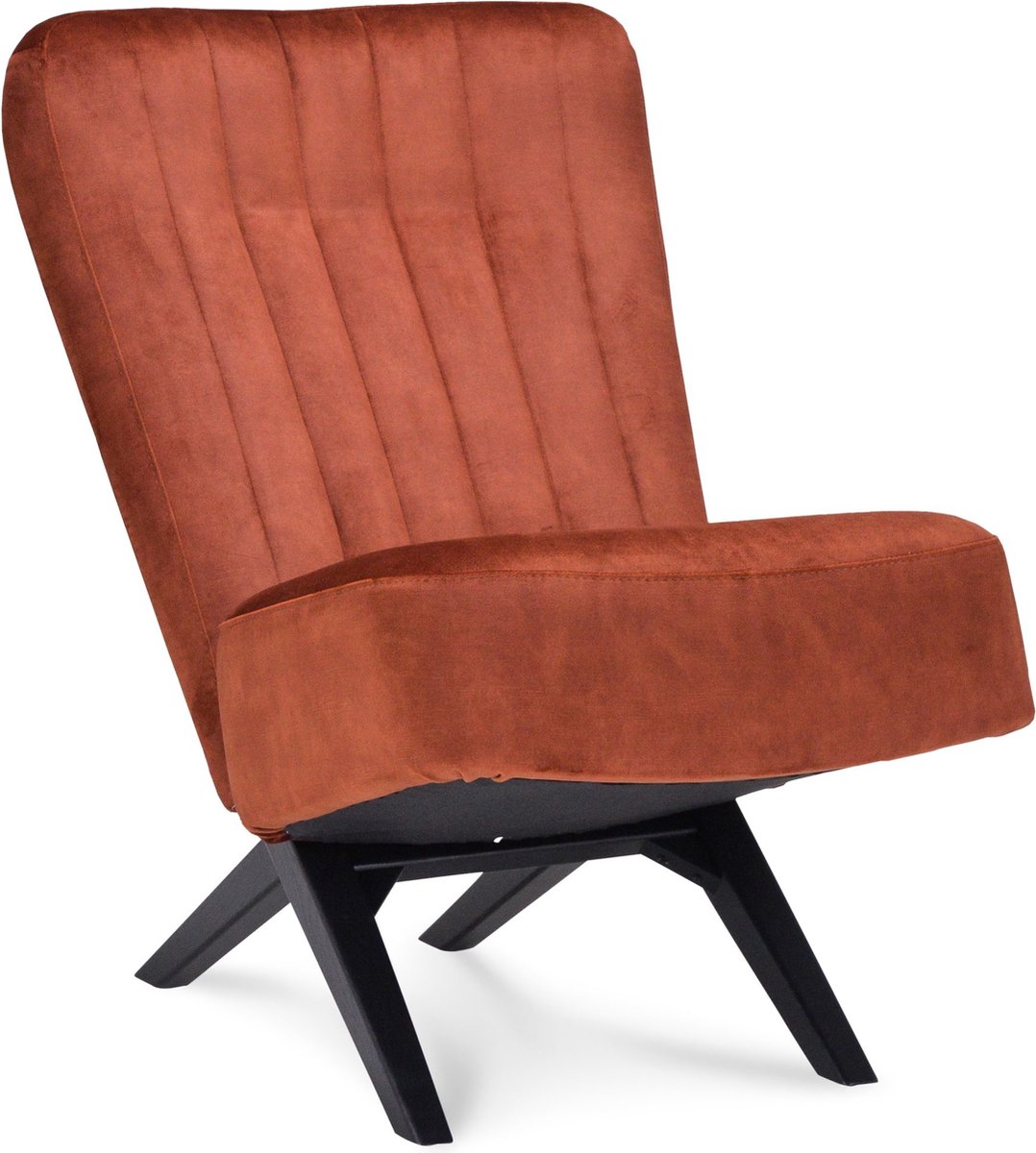 Icon Living - Fauteuil Dave - Velours Adore Copper - Poot Zwart