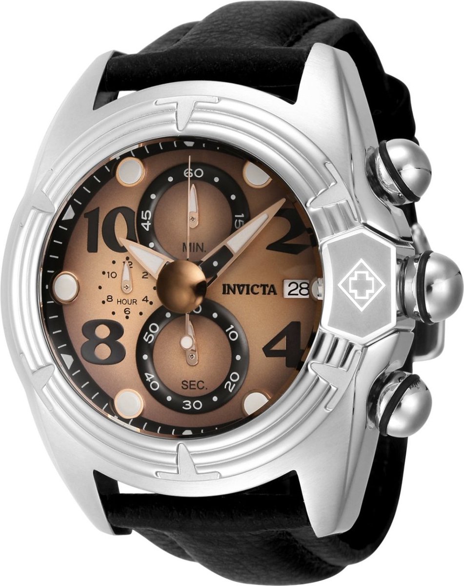 Invicta Lupah 43879 Heren Horloge - Waterdicht - Analoog - Quartz Uurwerk - Roestvrij Staal met rosegouden Wijzerplaat -52mm